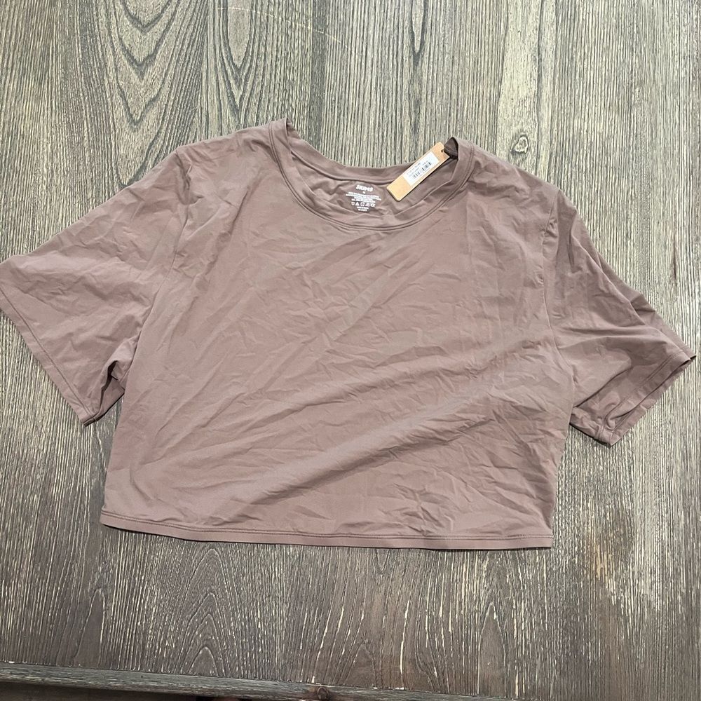 NWT Skims Fits Everybody Super Cropped T-Shirt Crewneck Short Sleeve Umber 4X